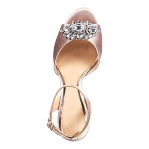 JEWEL BADGLEY MISCHKA Womens Beige Padded Embellished Ankle Strap Campbell Open Toe Stiletto Zip-Up Dress Heeled M main image 1